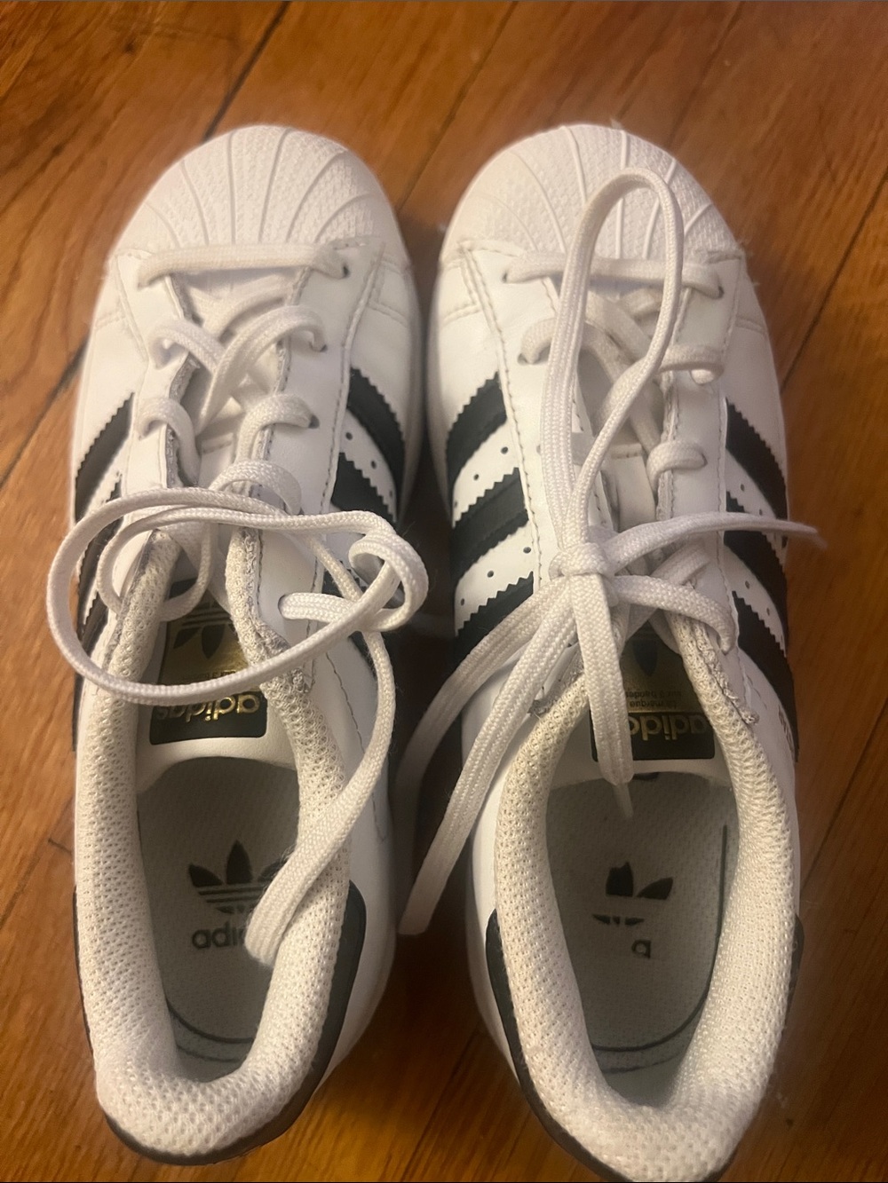 adidas Kids White and Black Classic Shell-Toe Sneakers